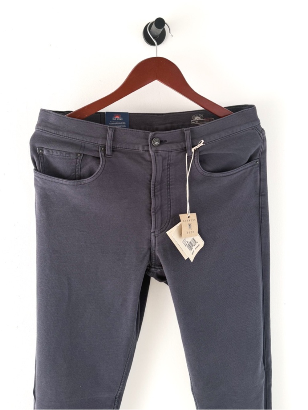 New Faherty Stretch Terry Five Pocket Pants Athletic Mens 33x34 New Blue Gray - Picture 6 of 13
